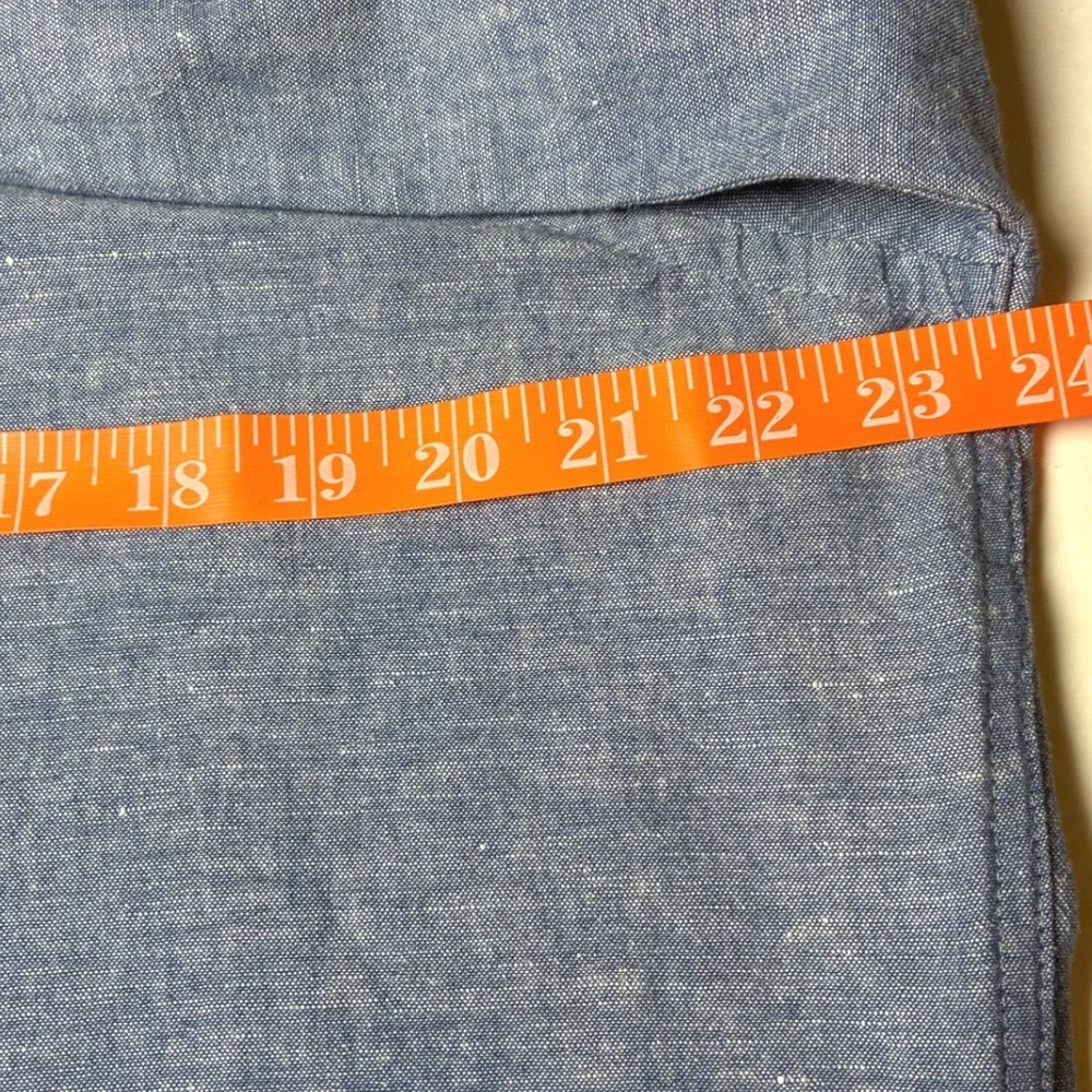Banana Republic Linen Blend Slim Fit Button Down Shirt Blue Men's Large L